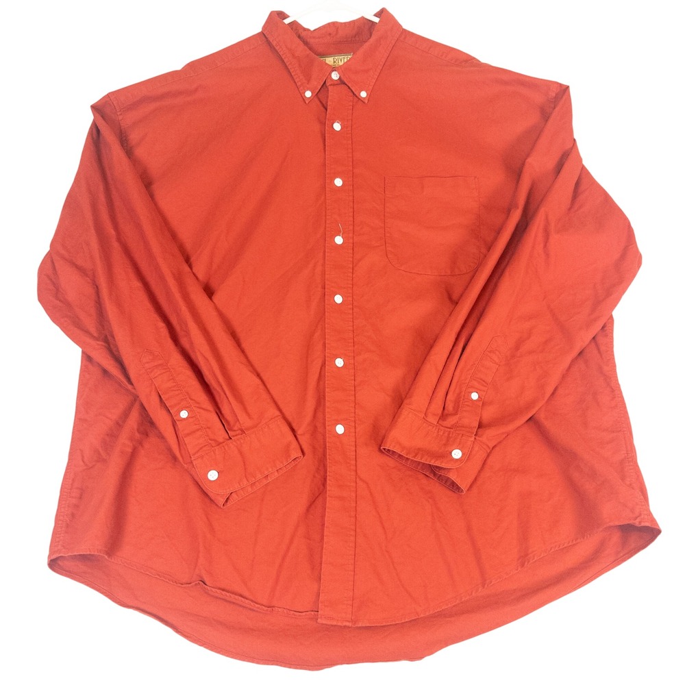 Sun River Clothing Co Mens XXL Burnt Orange Cotton Button Down Shirt Long Sleeve